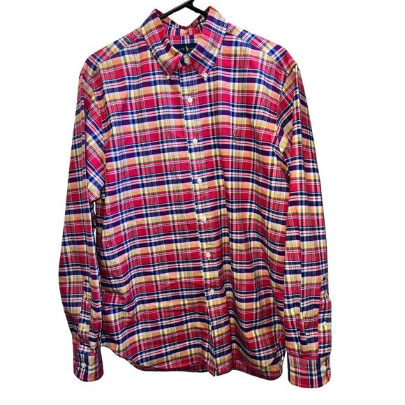 Ralph Lauren pink blue plaid Dress Shirt long sleeve button men. size  Large. - Picture 1 of 6
